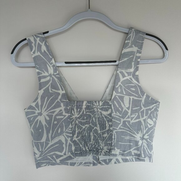 NWOT! MADEWELL linen blend gwen crop vest top in abstract flora US0 - Picture 4 of 4